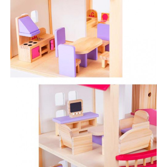 Pink Wooden Doll house