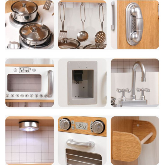 Luxury Wooden Play Kitchen with Refrigerator for Kids | Montessori Kitchen Set