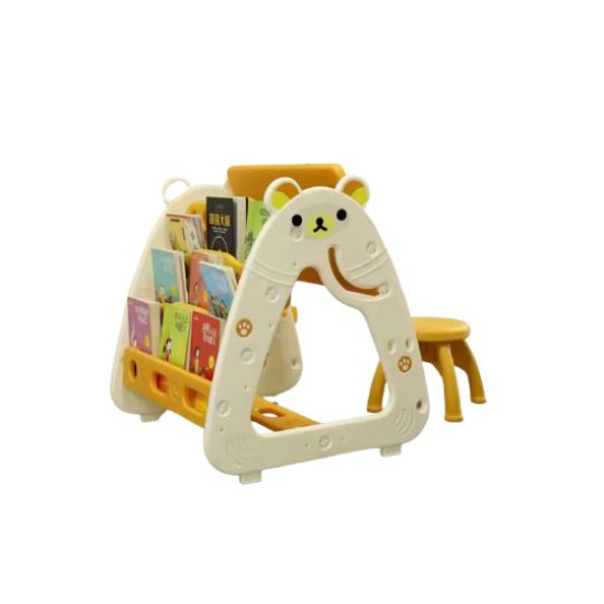 3-in-1 Kids Activity Desk | Drawing Easel and Bookshelf with Stool