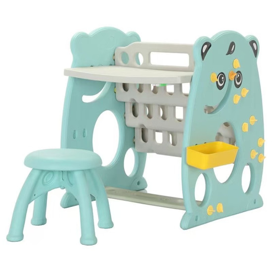 3-in-1 Kids Activity Desk | Drawing Easel and Bookshelf with Stool