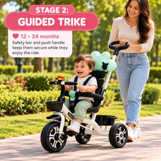 3-in-1 Kids Tricycle Stroller with Parent Push Handle & Canopy