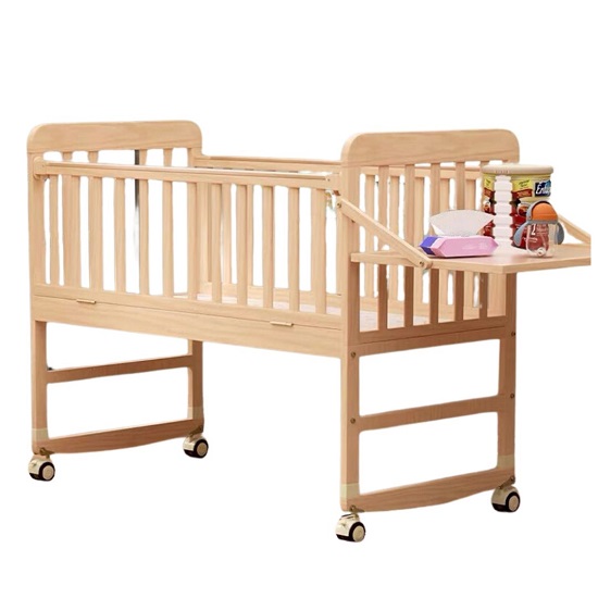 4-in-1 Multifunctional Wooden Baby Cot & Bedside Crib