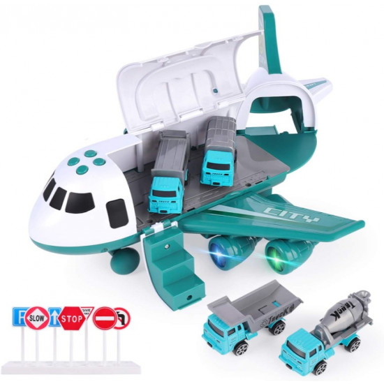 Kid’s aircraft inertia deformation alloy plane electric toy with spray music and light