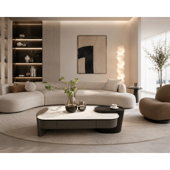 Austin Luxury Coffee Table with Engineered Marble Top & Storage