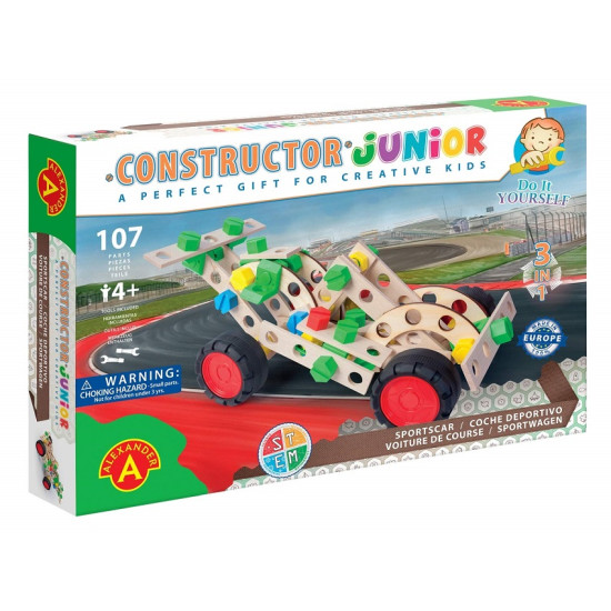 Constructor Junior 3-in-1 Sports Car Wooden Construction Building Kit