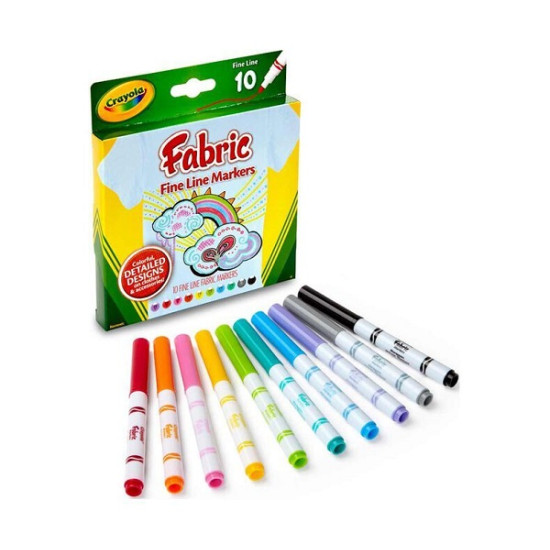 Crayola 10 Fabric Markers – Fine Line Permanent Fabric Colouring Pens