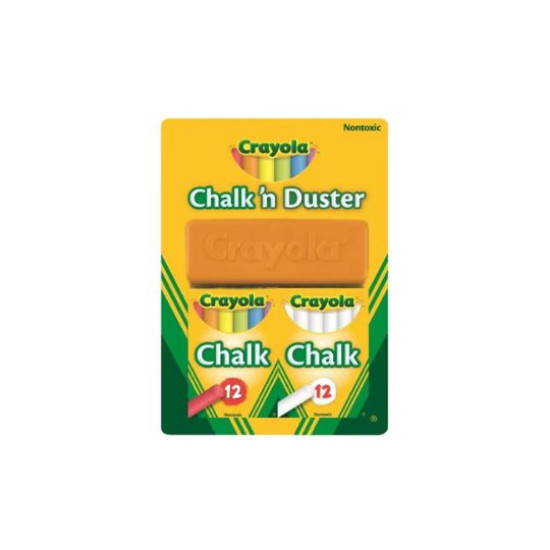 Crayola Chalk and Duster Set – Non-Toxic Classroom Chalk Set for Kids