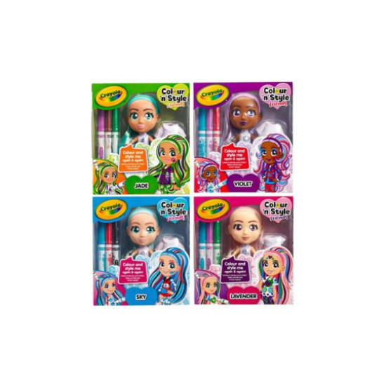 Crayola Color & Style Friends Doll Set – Colour & Style Creative Fashion Doll (Assorted)