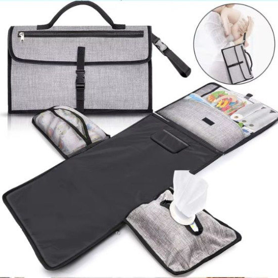 Portable Baby Diaper Changing Pad | Foldable Travel Changing Mat with Storage Pockets