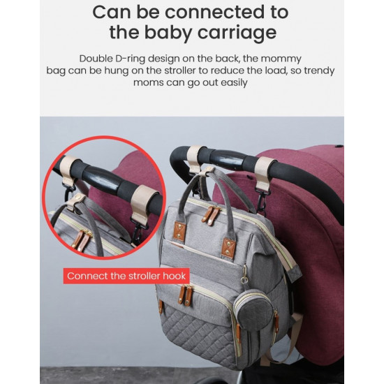 2-in-1 Baby Diaper Backpack with Foldable Travel Crib