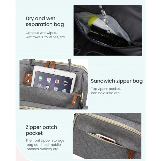 2-in-1 Baby Diaper Backpack with Foldable Travel Crib