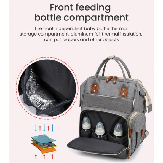 2-in-1 Baby Diaper Backpack with Foldable Travel Crib