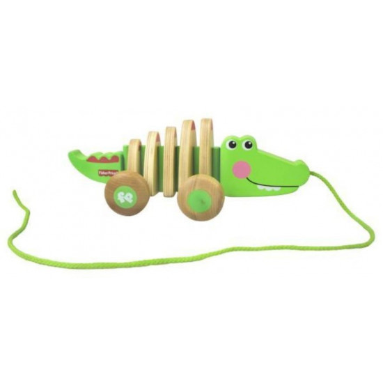 Fisher-Price Pull Along Alligator | Wooden Toddler Walking Toy
