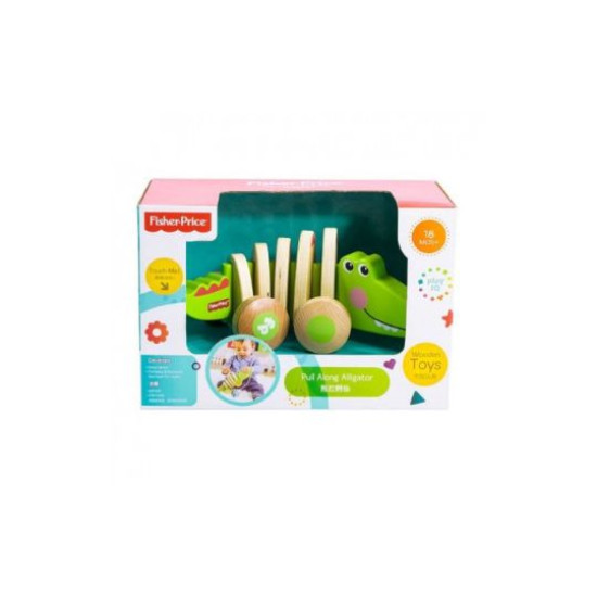 Fisher-Price Pull Along Alligator | Wooden Toddler Walking Toy