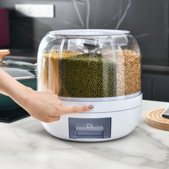 Rotating Grain Dispenser | 6 Compartment Rice & Cereal Storage Container South Africa