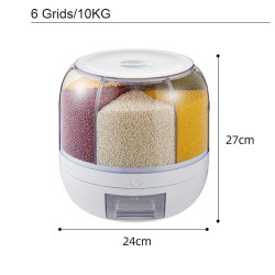 Rotating Grain Dispenser | 6 Compartment Rice & Cereal Storage Container South Africa