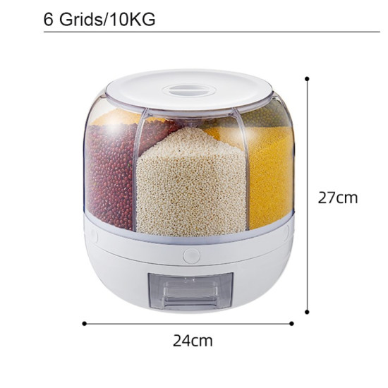 Rotating Grain Dispenser | 6 Compartment Rice & Cereal Storage Container South Africa