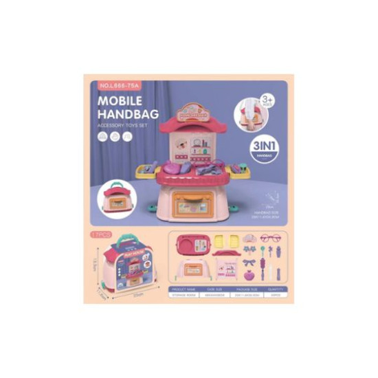 3-in-1 Mobile Handbag Kids Beauty & Makeup Play Set