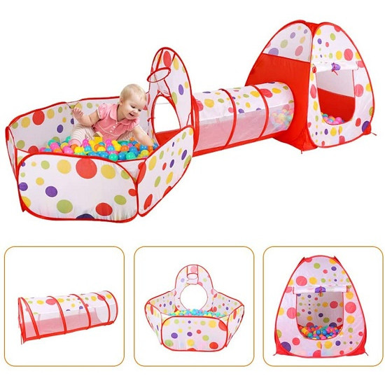 Kids Play Tent with Tunnel & Ball Pit | 3-Piece Indoor & Outdoor Play Set