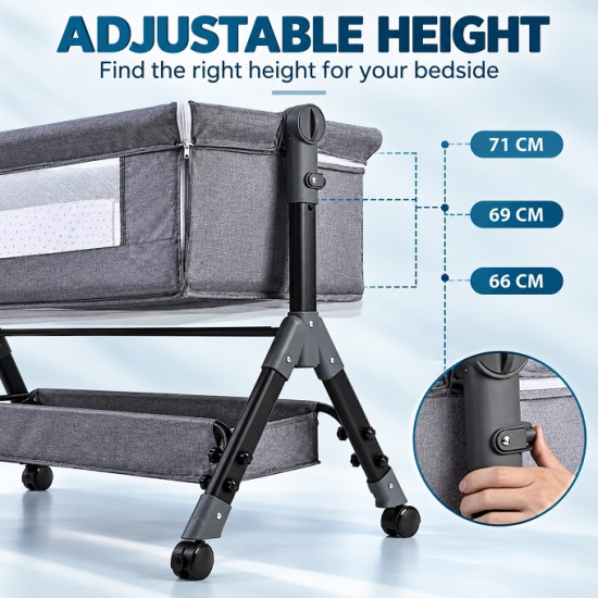 Lunu Bebe Luxury Baby Bassinet with Canopy & Storage