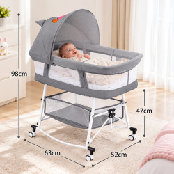 Lunu Bebe Multi-Purpose Baby Bassinet with Canopy & Storage