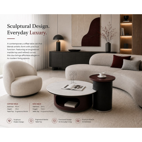 Toledo Luxury Round Coffee Table Set | Designer Marble Coffee Tables South Africa
