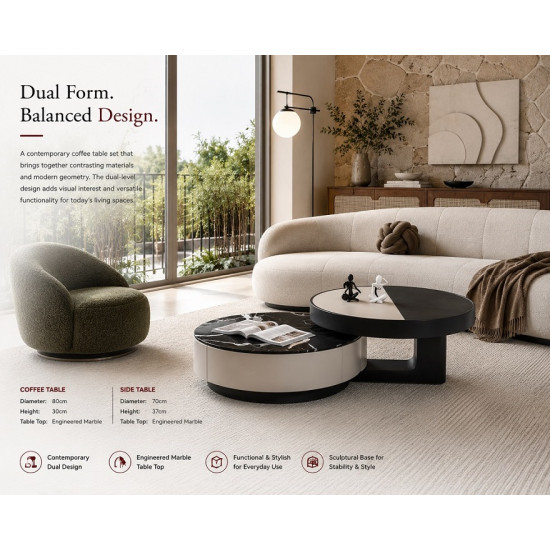 Oslo Coffee Table | Modern Marble Coffee Table Set