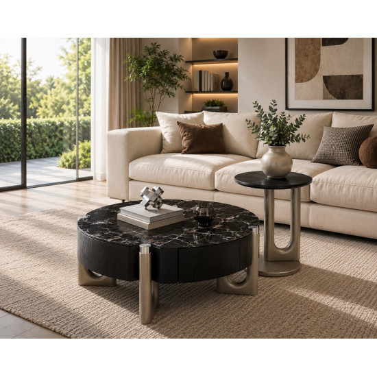 Matero Luxury Marble Coffee Table Set with Side Table – Modern Living Room Furniture South Africa