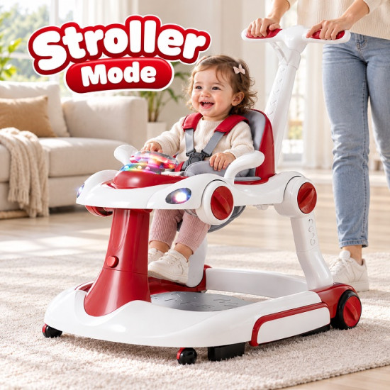 Multifunctional Baby Walker with Parent Push Handle