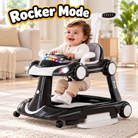 Multifunctional Baby Walker with Parent Push Handle