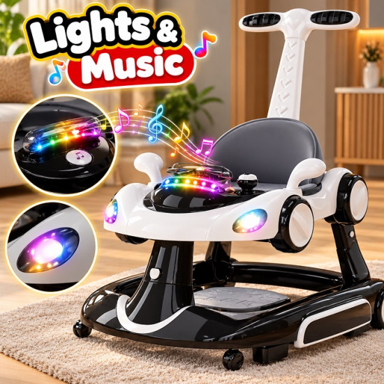 Multifunctional Baby Walker with Parent Push Handle