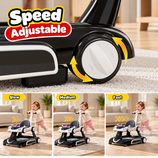 Multifunctional Baby Walker with Parent Push Handle