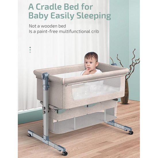 Adjustable Next-to-Me Baby Bassinet | Bedside Co-Sleeper with Wheels