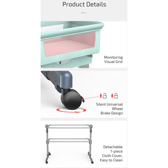 Adjustable Next-to-Me Baby Bassinet | Bedside Co-Sleeper with Wheels