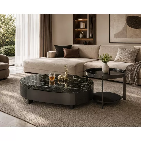 Sierra Luxury E Marble Coffee Table Set with Side Table – Modern Living Room Furniture South Africa