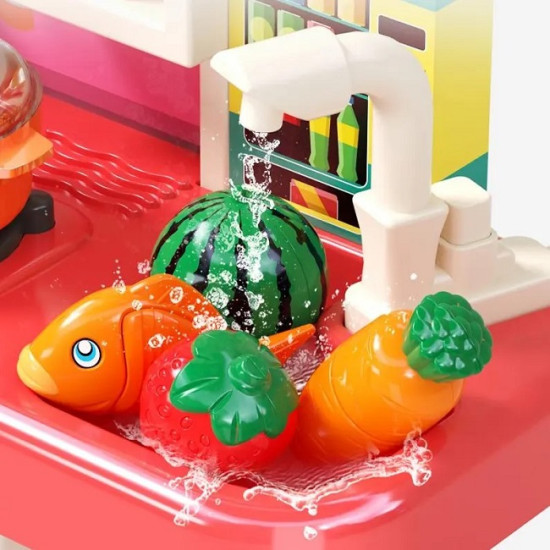 95cm Kids Spraying Kitchen Play Set | Interactive Pretend Play Kitchen with Water Spray & Accessories | South Africa