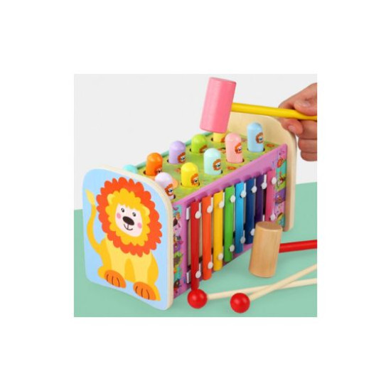 Three Lions and a Gopher Wooden Activity Cube | Educational Musical Toy for Toddlers | South Africa