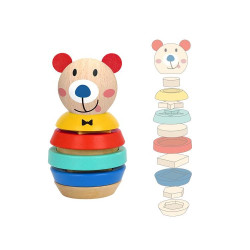 Tooky Toy Wooden Bear Shape Stacking Tower | Educational Stacking Toy South Africa