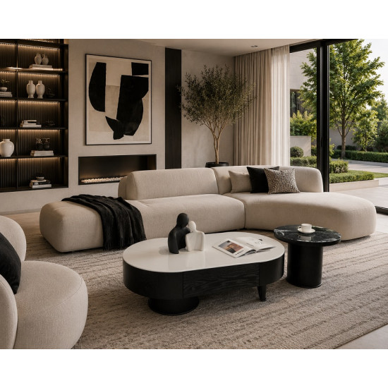 Vienna Contemporary E-Marble Coffee Table Set | Luxury Living Room Furniture
