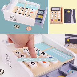 Wooden Cashier Toy Set for Kids | Pretend Play Cash Register