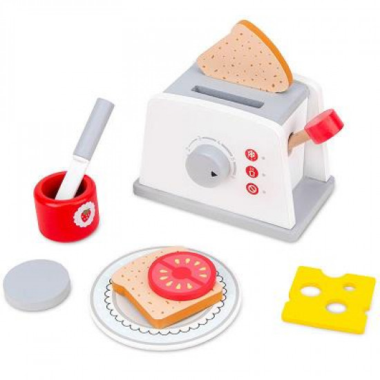 Wooden Kitchen Toaster Play Set for Kids | Montessori Breakfast Toy Set