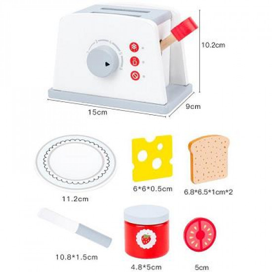 Wooden Kitchen Toaster Play Set for Kids | Montessori Breakfast Toy Set