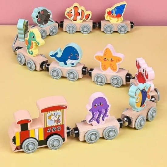 Wooden Animal Train Toy for Kids